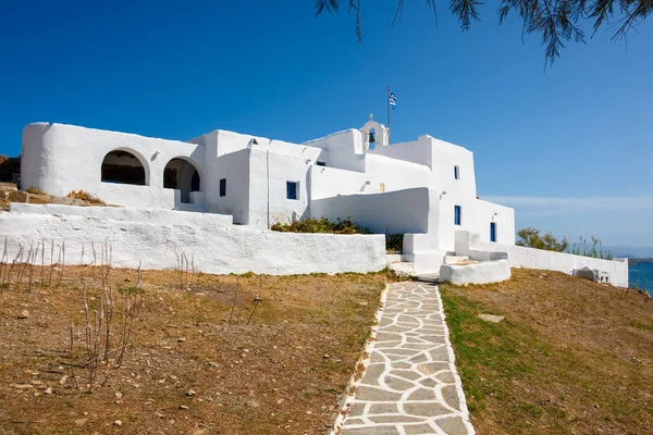 Kyrkan Agios Ioannis Detis Nordvästra Delen Paros Vid Den Klippiga — Stockfoto