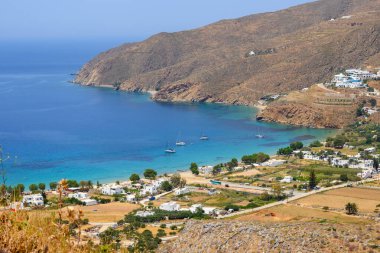 Aegiali, Amorgos adasının kuzeyinde küçük bir sahil beldesi. Cyclades, Yunanistan