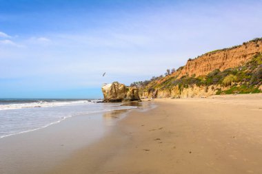 El Matador State Beach with beautiful cliffs and rocky shore in California, United States