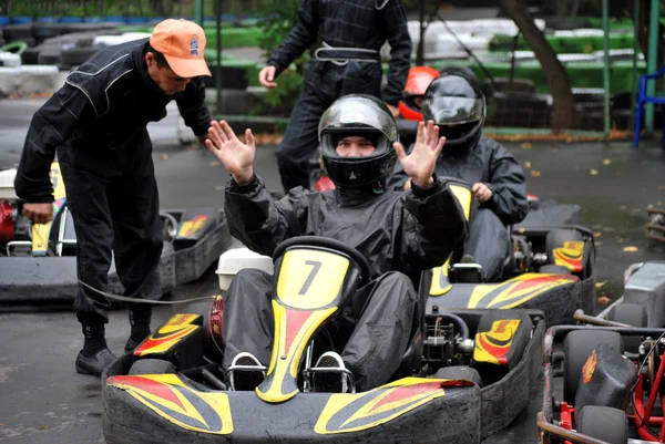 Racing on the racetrack karting in Moscow — Stock Photo, Image