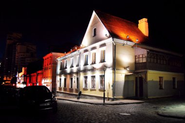 Binalar ve Minsk mimari, gece