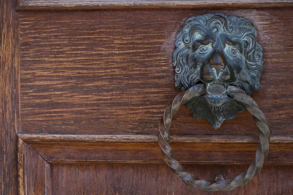 ドアハンドル - ヴェネツィアの住宅の 1 つの獅子頭 — ストック写真