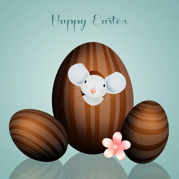 Mouse in chocolate Easter egg — Stock Photo, Image