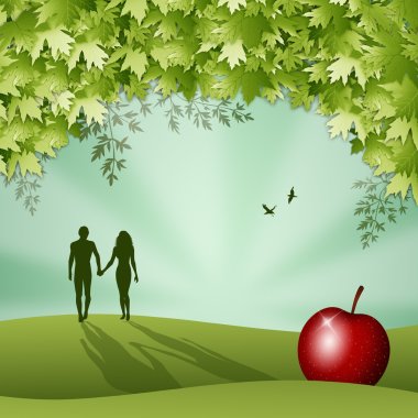 Adam and Eve silhouette clipart