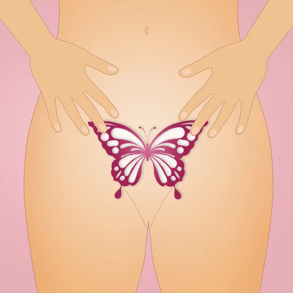 Female reproductive system with butterfly — Stock Photo, Image