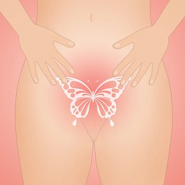 Female reproductive system with butterfly — Stock Photo, Image