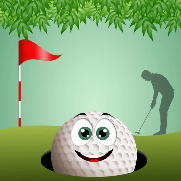 Silueta de golfista con pelota de golf — Foto de Stock