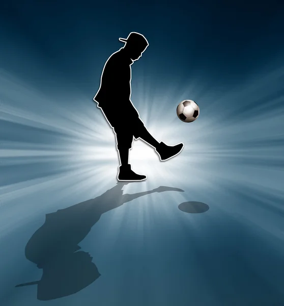 Silhouette giocatore di calcio — Foto Stock