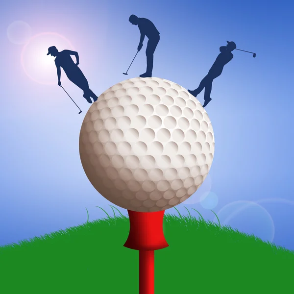 Palla da golf con silhouette golfisti — Foto Stock