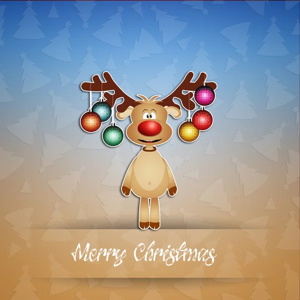 Funny reindeer with Christmas balls — Stock Photo, Image