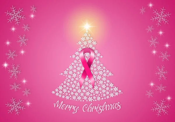 圣诞树用粉红色的丝带 — 图库照片