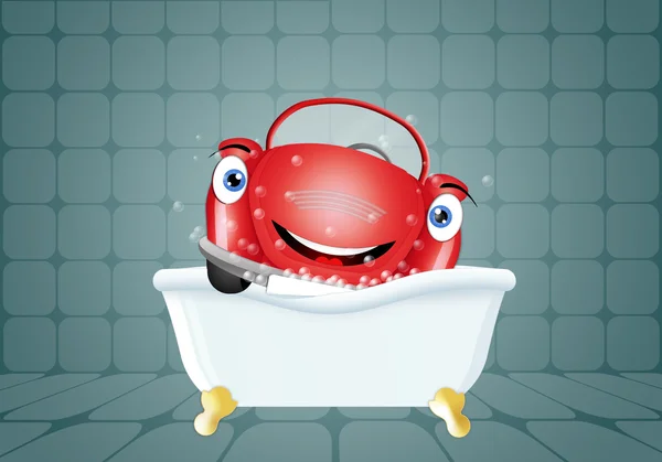 Zabawny samochód w kąpieli — Zdjęcie stockowe