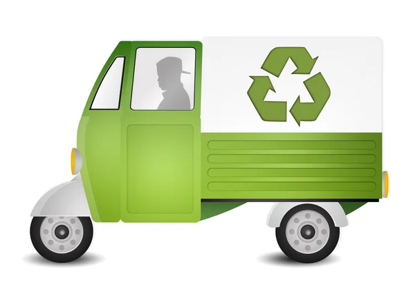 Van verde para el reciclaje —  Fotos de Stock