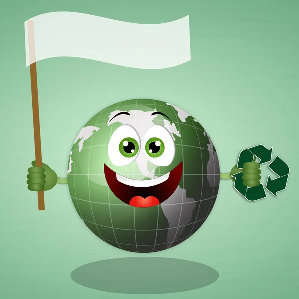 Funny green earth for save the planet — Stock Photo, Image