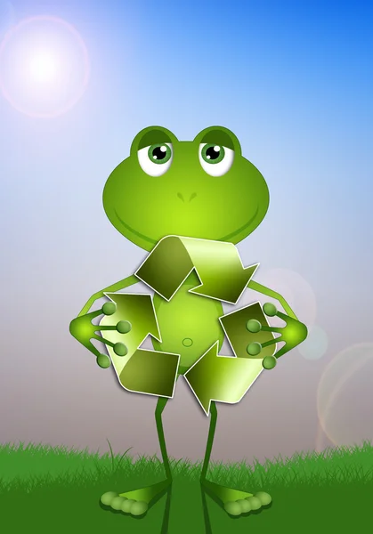 Funny frog with ecology symbol — Stock Photo, Image