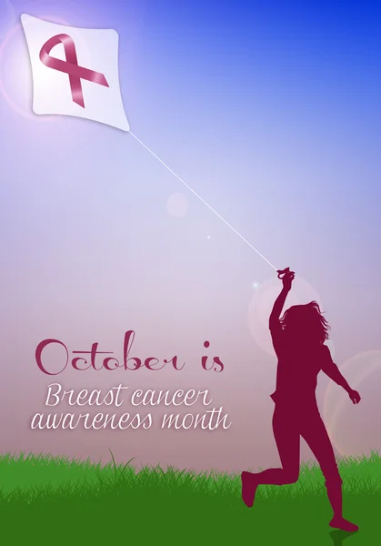 Woman with kite for breast cancer — Stock Photo, Image
