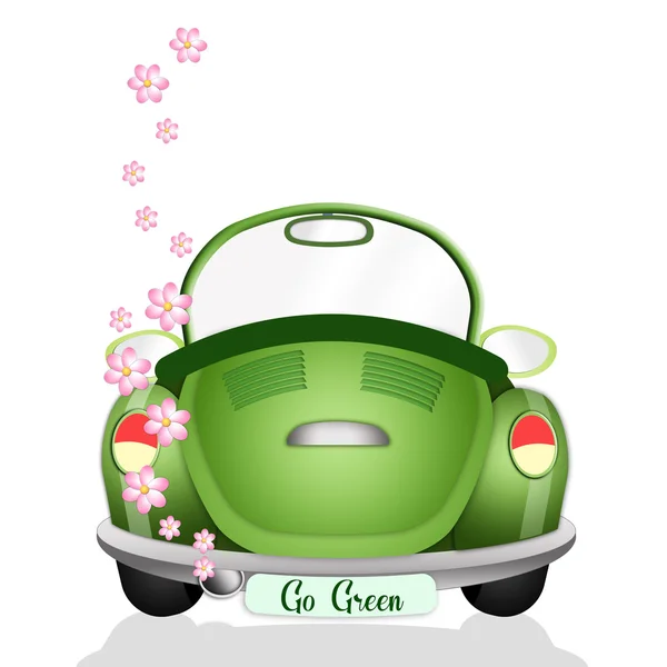 Coche ecológico con flores — Foto de Stock