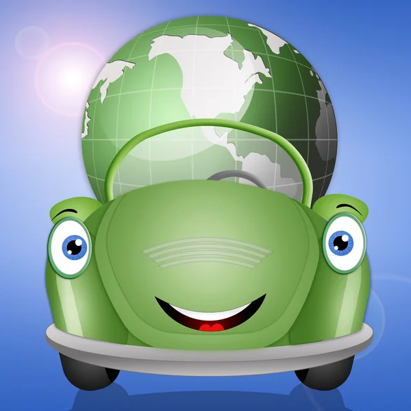 Ecological green car with earth — Stock Photo, Image