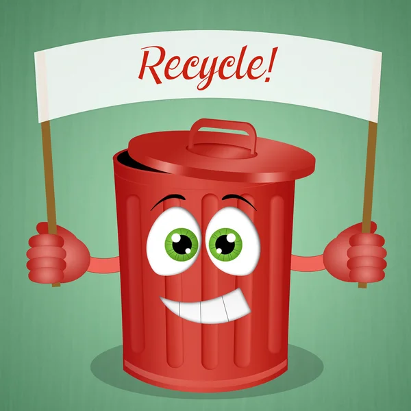 Funny garbage bin for recycle — Stock Photo, Image