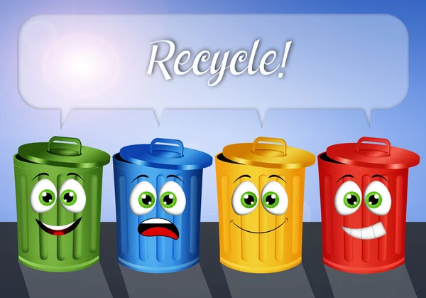 Pojemniki śmieci do przerabianie surowców wtórnych — Zdjęcie stockowe