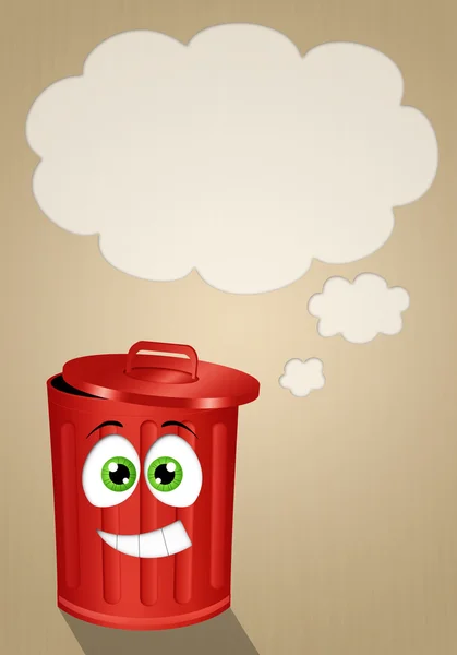 Engraçado vermelho lixo bin fundo — Fotografia de Stock