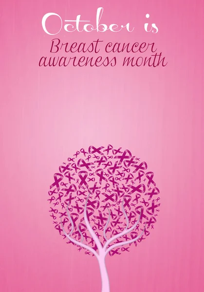 Plant with pink ribbon for breast cancer — Stock Photo, Image