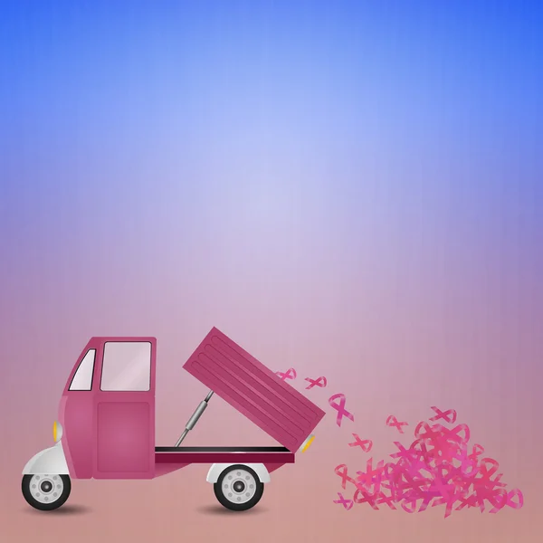 Pink van with pink ribbon for Breast cancer — Stock Photo, Image