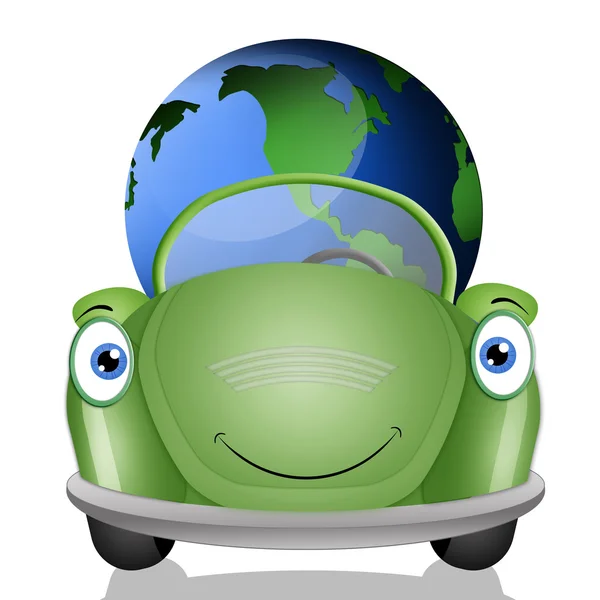 Ecological green car with earth — Stock Photo, Image