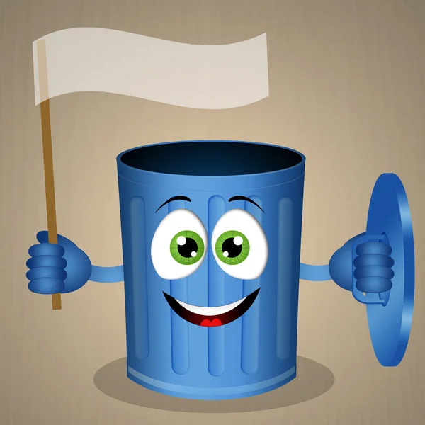 Funny blue garbage bin for recycling — Stock Photo, Image