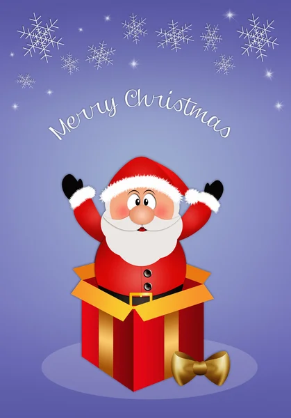 Santa Claus v dárkové krabičce na Vánoce — Stock fotografie