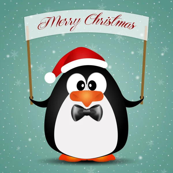 Penguin with Santa's hat for Christmas — Stock Photo, Image