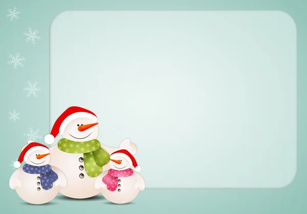 Забавная семья снеговиков на Рождество — стоковое фото