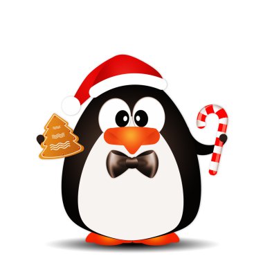 Şeker kamışı ile komik penguen