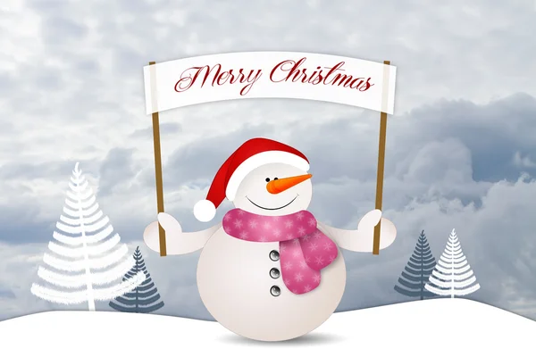 Funny snowman wishes Merry Christmas — Stock Photo, Image