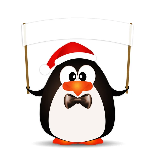 企鹅与圣诞节的圣诞老人的帽子 — 图库照片
