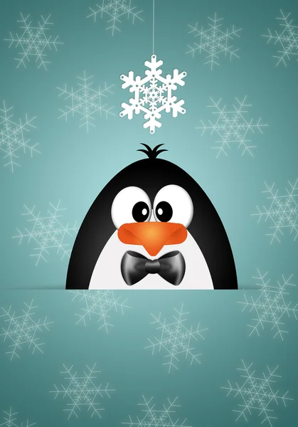 Funny penguin with snowflakes — Stock Photo, Image