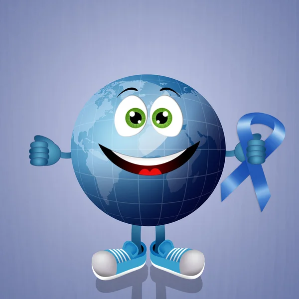 Blue earth with blue ribbon — Stock Photo, Image