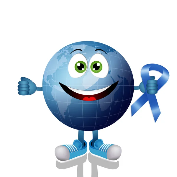 Blue earth with blue ribbon — Stock Photo, Image