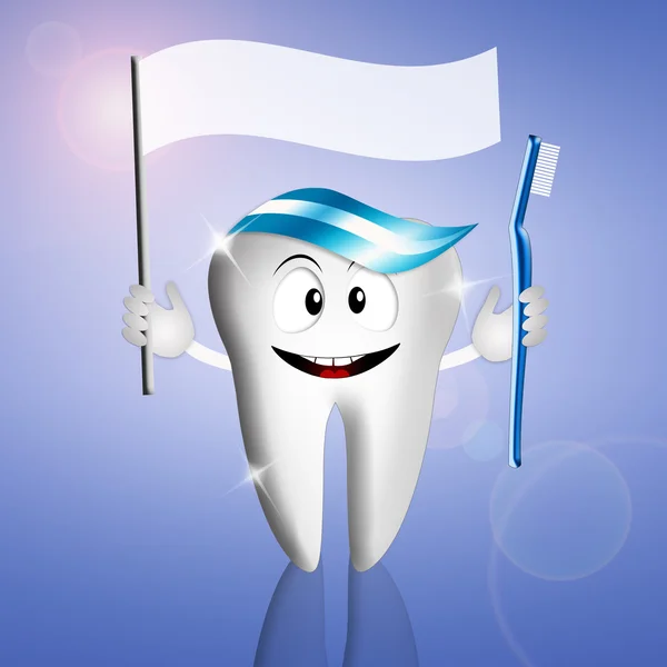 Funny tooth med tandborste — Stockfoto