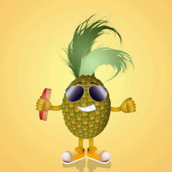 Funny pineapple with sunglasses — Stock Photo, Image