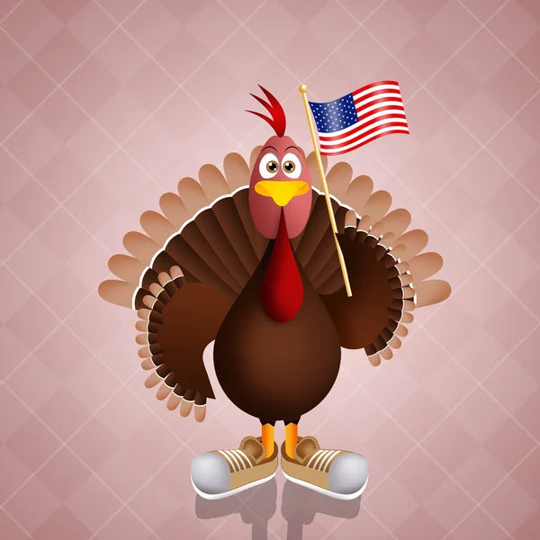 Turkiet med amerikanska flaggan — Stockfoto