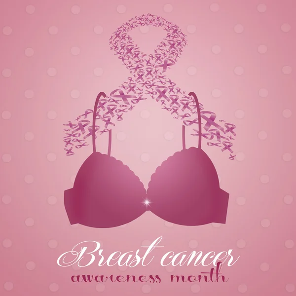 Pink bra with ribbon for breast cancer — Stock Photo, Image