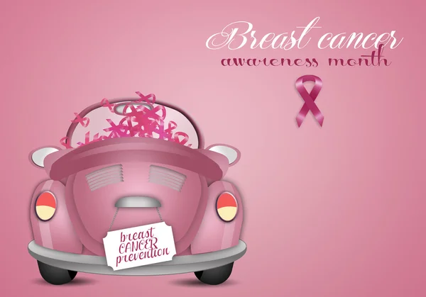 Ροζ αυτοκίνητο για την πρόληψη του καρκίνου του μαστού — Φωτογραφία Αρχείου