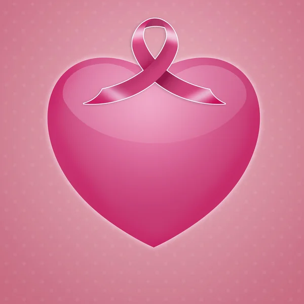 Coração rosa com fita de consciência rosa — Fotografia de Stock
