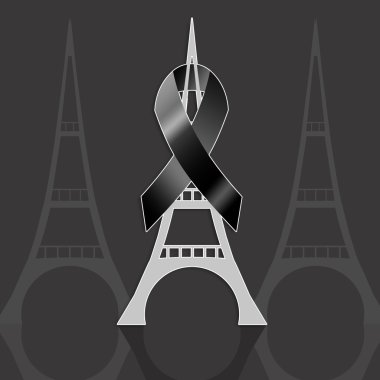 Eyfel Kulesi yas için siyah kurdele ile