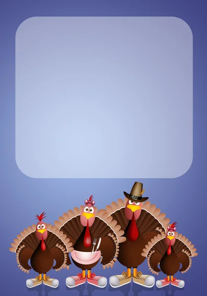 La familia de Turquía para el Día de Acción de Gracias — Foto de Stock