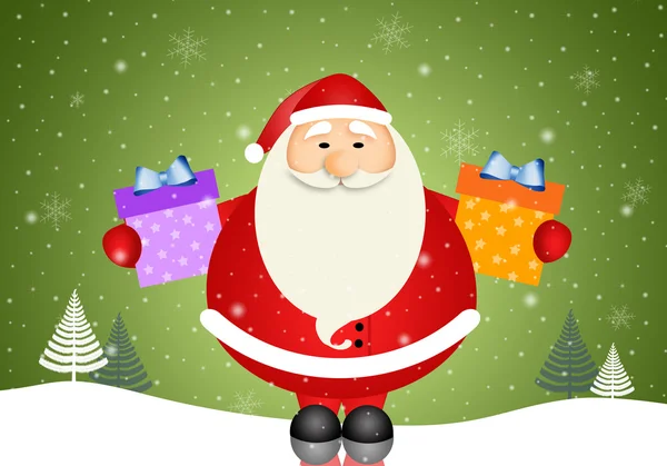 Santa Claus con regalos para Navidad —  Fotos de Stock