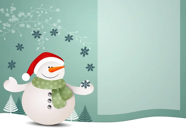 Snowman with snowflakes background — Stock Photo, Image