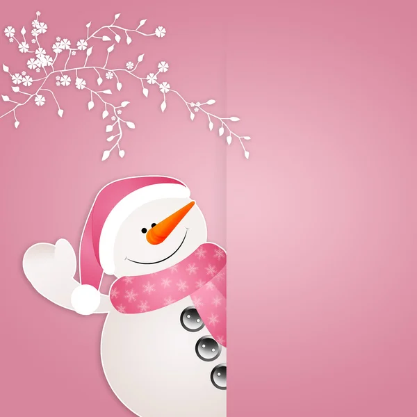 Schneemann auf rosa Hintergrund — Stockfoto