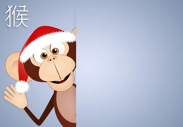 Monkey with Santa's hat — Stock Photo, Image